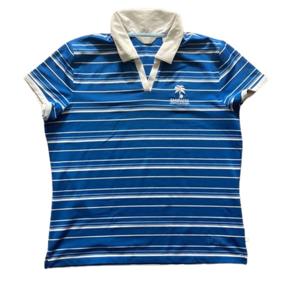 CALLAWAY EMIRATES GOLF CLUB DUBAI Collared Blue Striped Shirt Short Sleeve - Picture 4 of 11